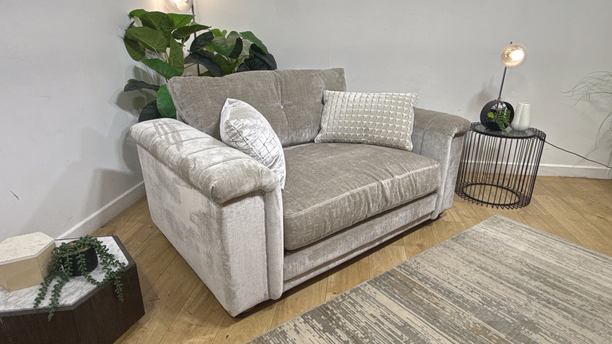 Sofology Regency Fabric Loveseat Foam Seat in Luxe Chenille Stone Mix