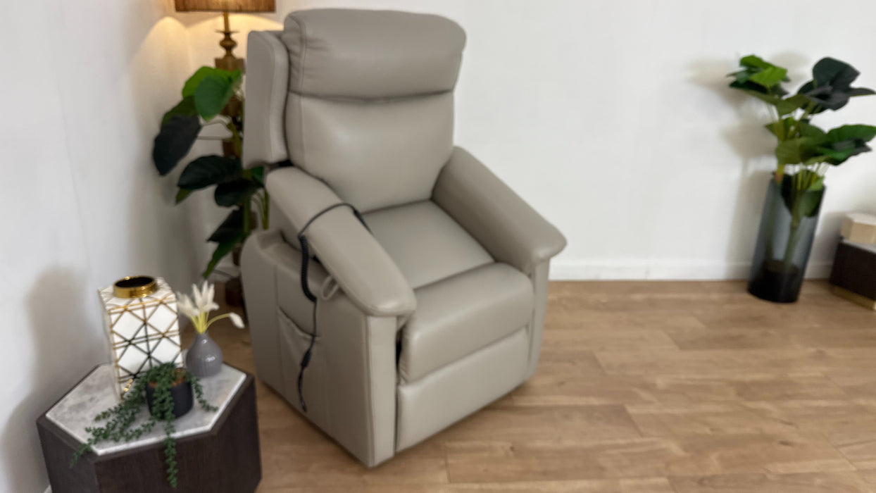 Sofology Parker Leather Chair Rise & Recline in Trusty Sheen Lead Grey