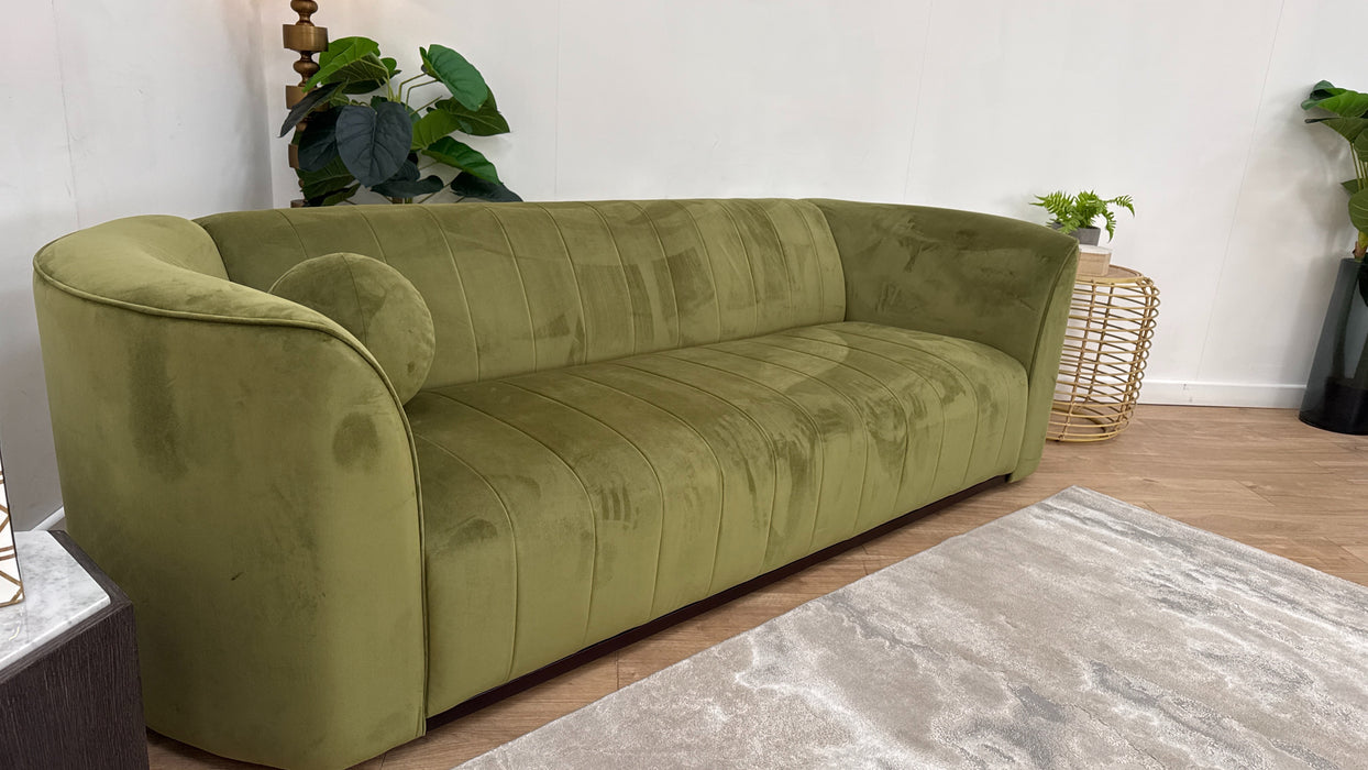 Sofology The Fitzrovia Fabric 4 Seater in Matt Velvet Olive Mix With Trim