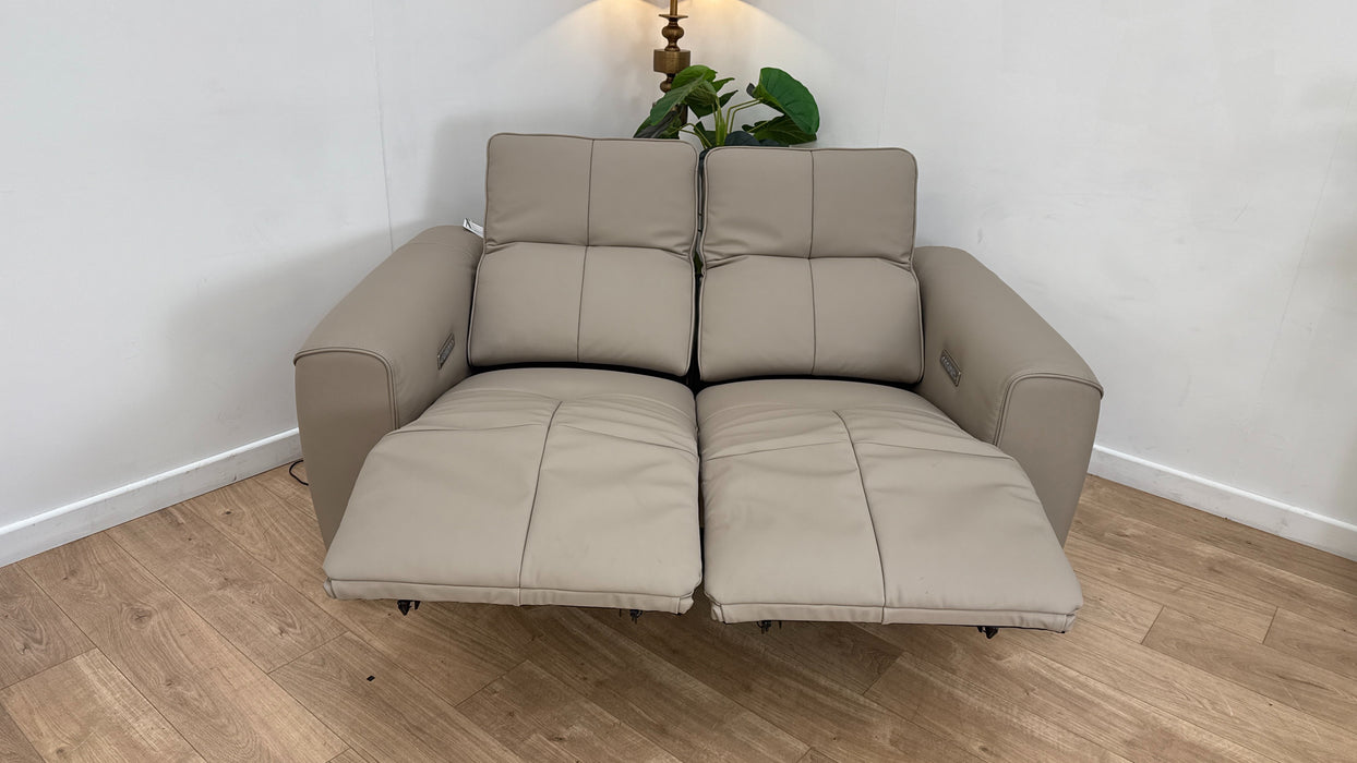 Sofology The Riviera Leather 2 Seater Power Recliner/Headrest in Trusty Super Matt Putty