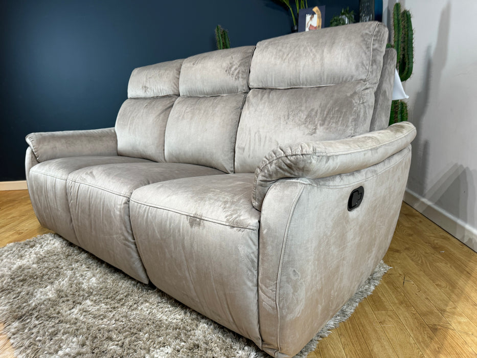 Parker Fabric 3 Seater - Velvet Mink - Manual Recliner ( WA2 )