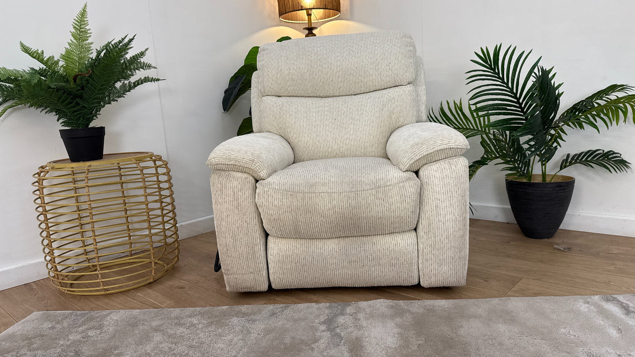 DFS Rise & Tilt Fabric Chair in Cream mix