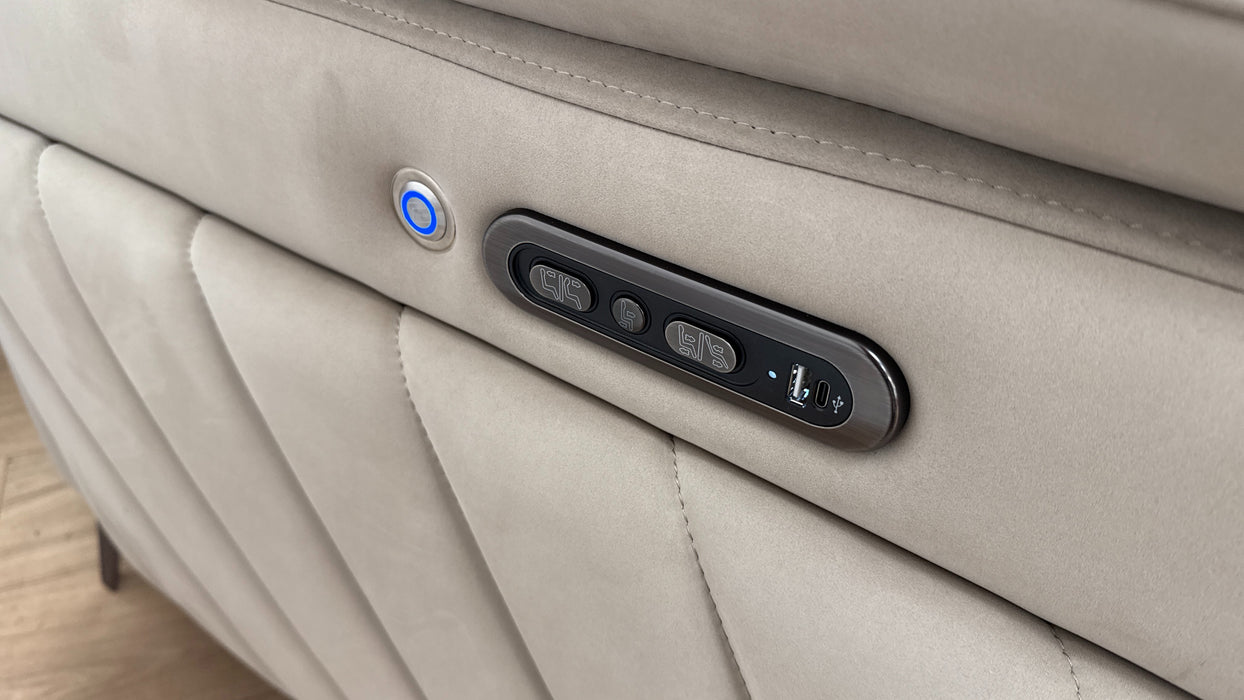 Sofology The Fratelli Fabric 2.5 Seater Power Recliner/Headrest in Lifestyle Nubuck Feel Stone