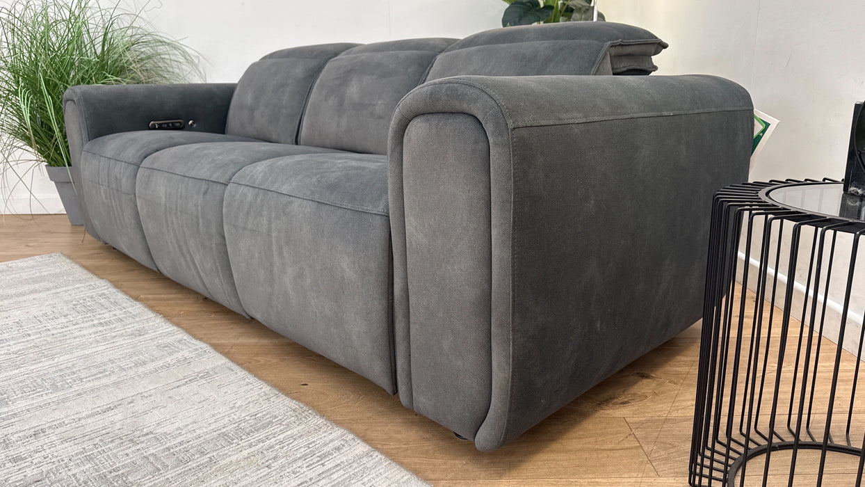 Sofology Premiere Fabric 3 Seater Power Recliner/Headrest Heated Seat in Lifestyle Flecked Mineral Green