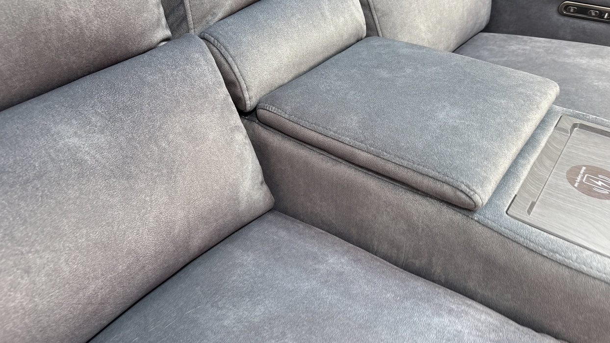 Sofology Ravello Fabric 2 Seater Console Power Recliner in Lifestyle Flecked Charcoal