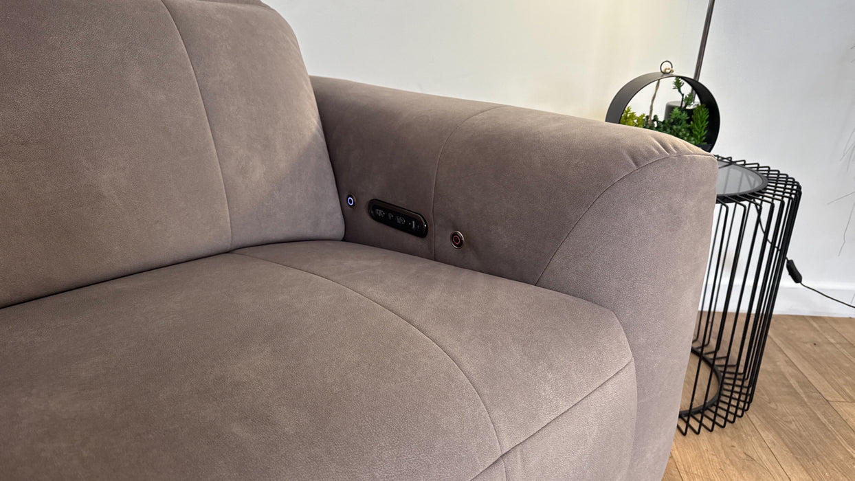 Sofology Lumiere Fabric 2.5 Seater Power Recliner/Headrest Heated Seat in Lifestyle Flecked Nutmeg