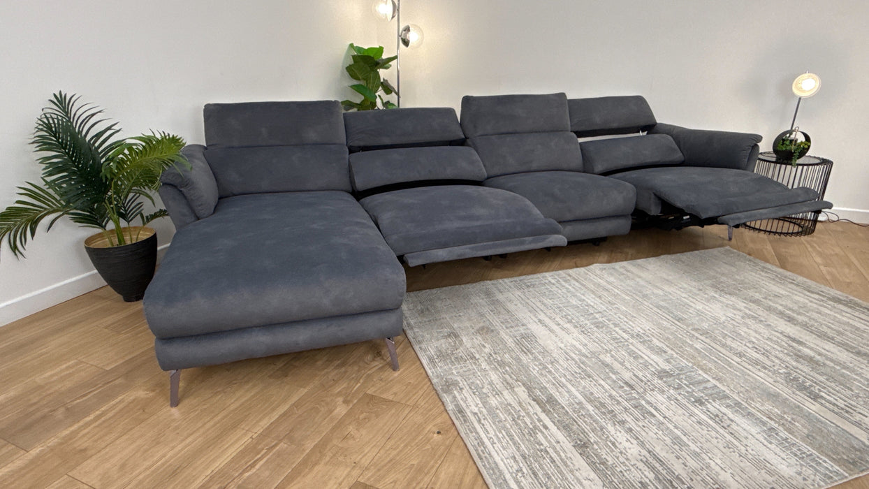 Sofology The Missouri 4 Seater Recliner Chaise in Lifestyle Flecked Fabric Charcoal