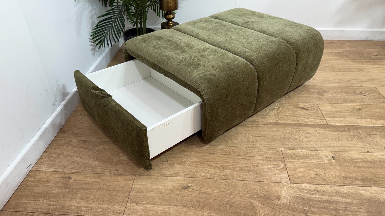 Sofology Waldorf Fabric Storage Footstool in Soft Chenille Olive