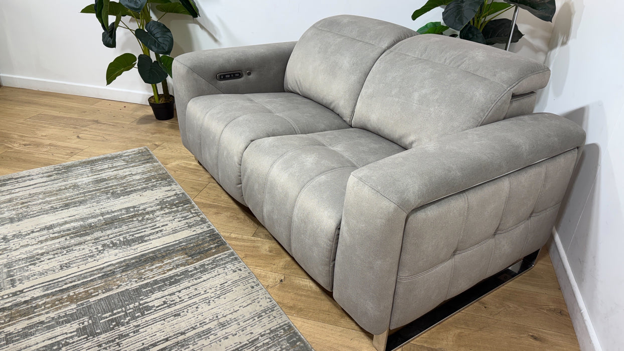 Sofology Marvella Fabric 2 Seater Power Recliner/Headrest Heated Seats in Lifestyle Flecked Stone