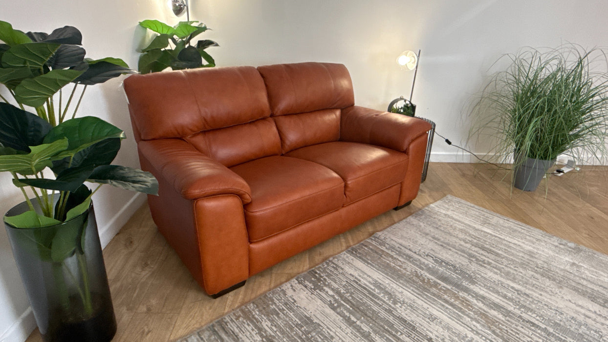 Sofology Santina Leather 2 Seater in Relaxed Soft Amber
