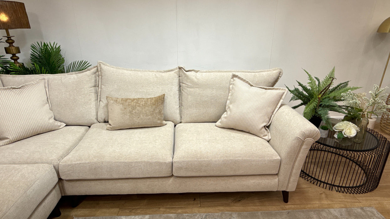 Sofology Beaumont Fabric 1 Corner 3 Foam Seats in Linen Look Chenille Natural Mix