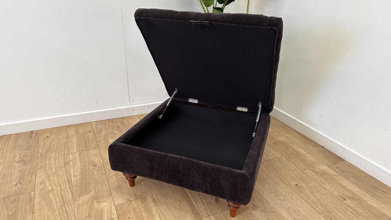 Sample Fabric Designer Storage Footstool in Relaxed Chenille Raisin
