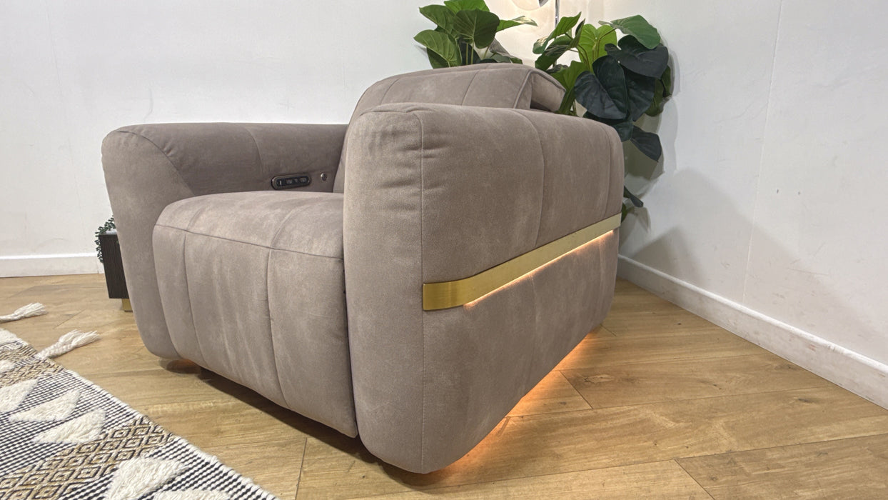 Sofology Lumiere Fabric Chair Power Recliner/Headrest in Lifestyle Flecked Nutmeg