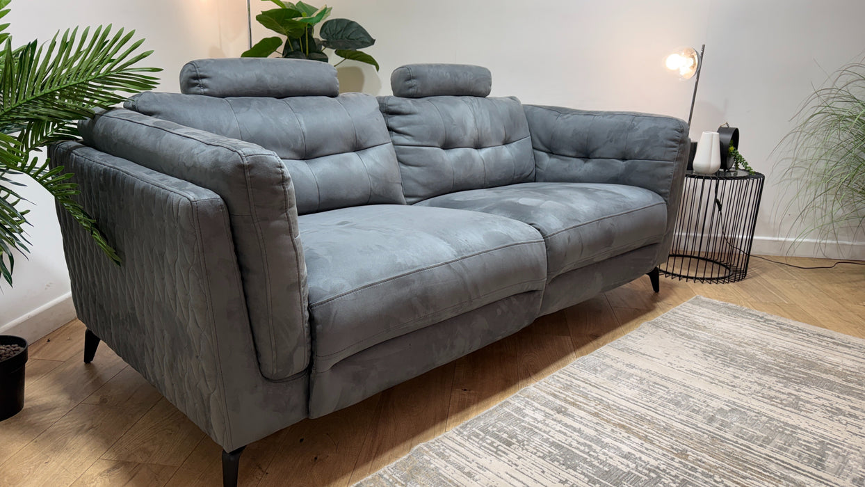Sofology Muse Fabric 2.5 Seater Power Recliner Supportive Headrest in Lifestyle Plush Lead Grey