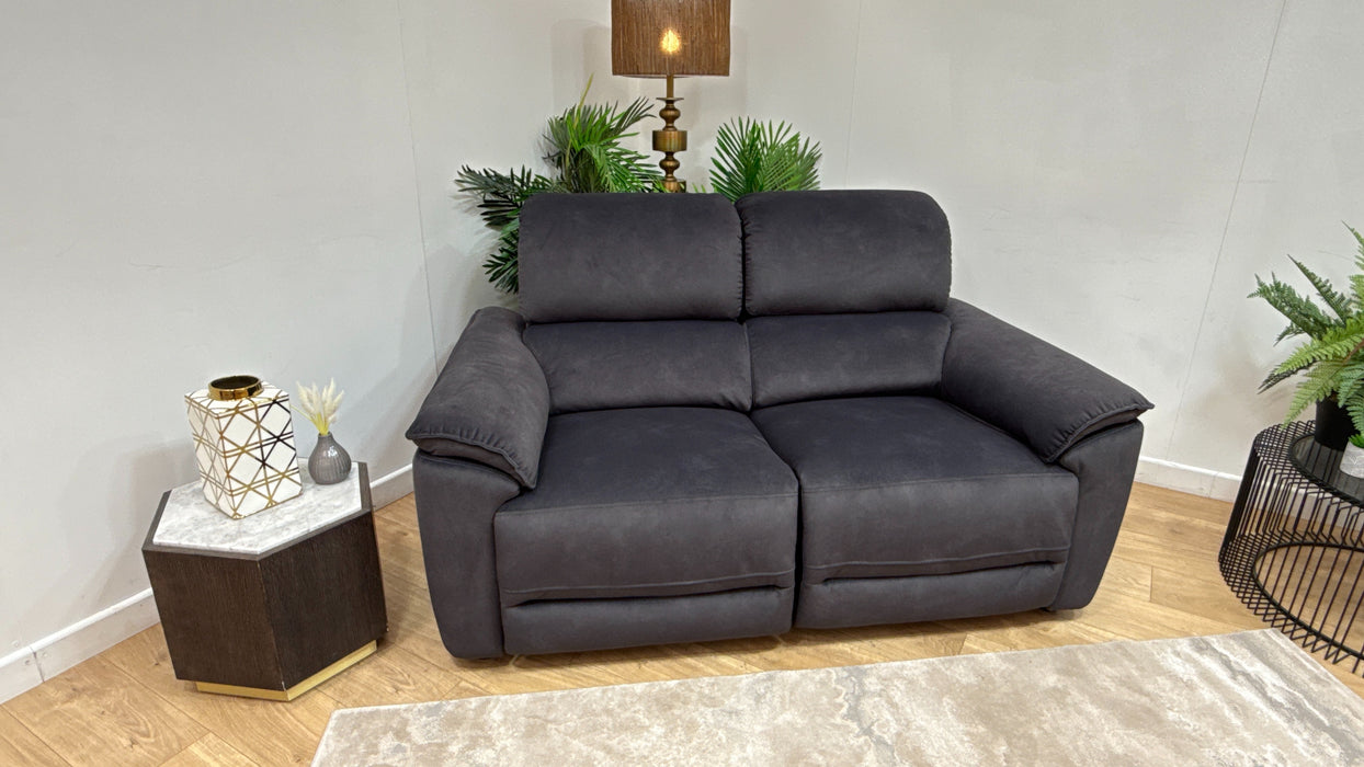 Sofology Hugo Fabric 2 Seater Power Recliner/Headrest in Lifestyle Flecked Anthracite