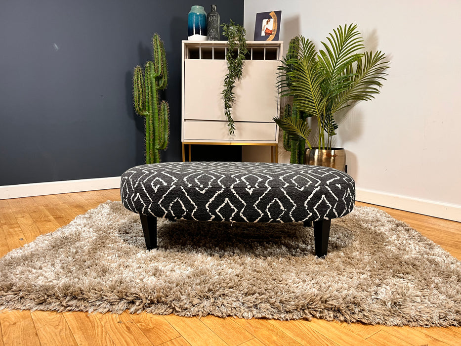 Porter Oval Footstool Fabric Otis Mono All Over (J27)