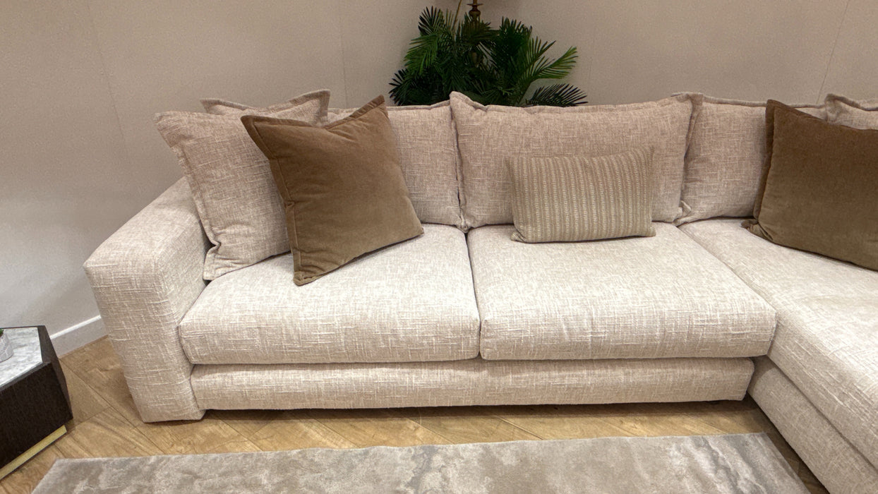 Sofology Cove Fabric Grande Chaise No Panel in Artisan Chenille Ecru Mix