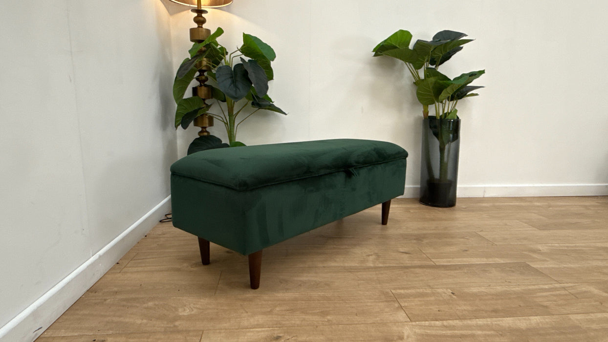 Sofology The Islington Fabric Ottoman Storage Footstool in Sleek Green