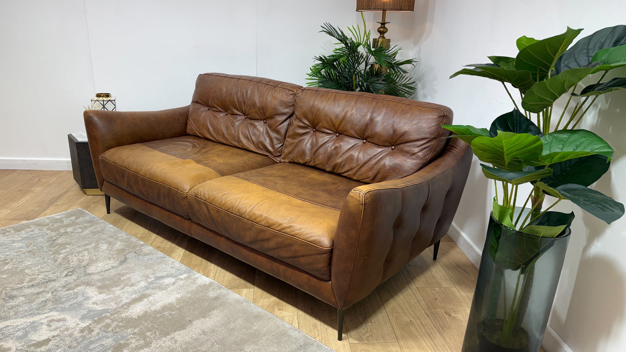 Sofology Cordelia Leather 3 Seater in Virginia Whiskey