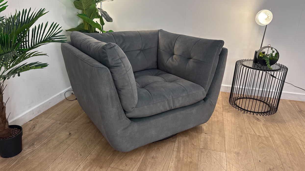 Sofology The Cocoon Fabric Swivel Chair in Mineral Green