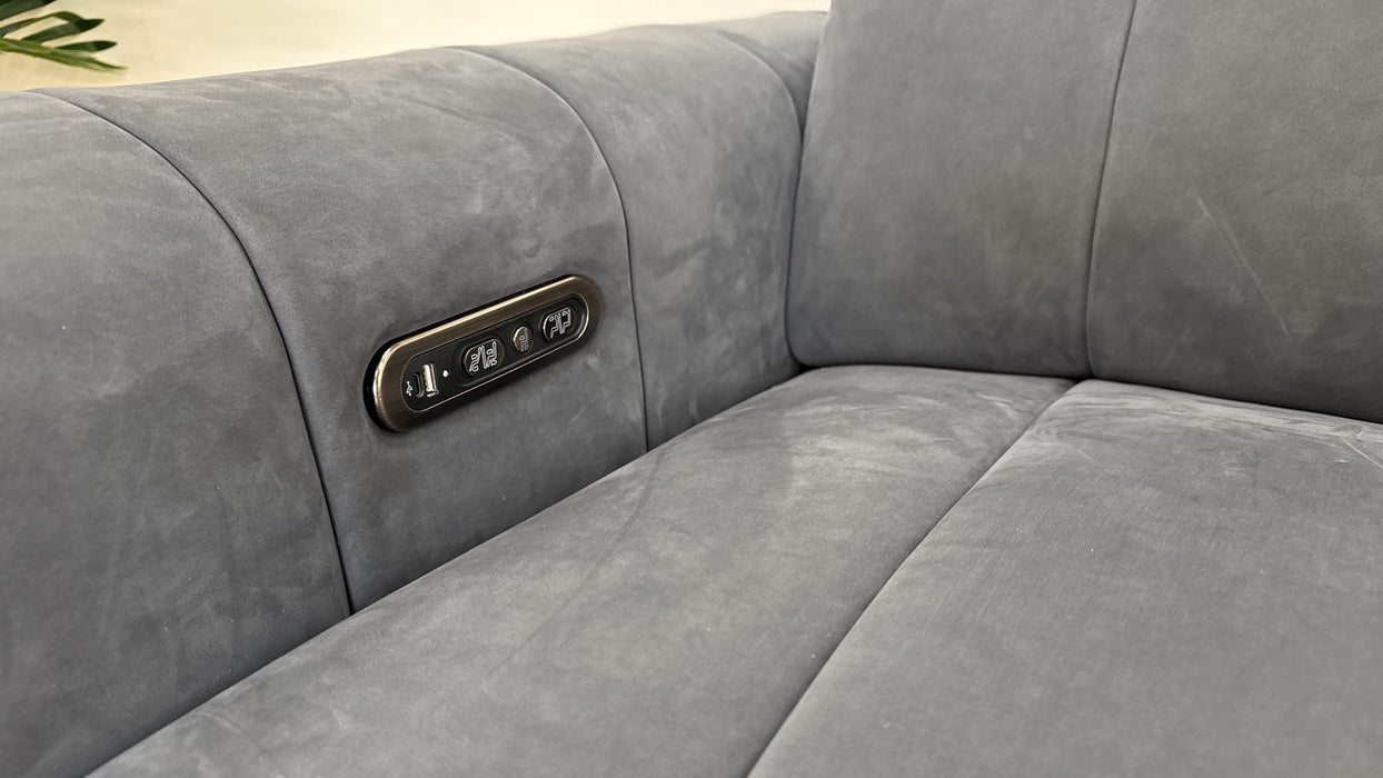 Sofology The Paramount Fabric 2.5 Seater Console Power Recliner/Headrests Speakers in Lifestyle Nubuck Feel Charcoal