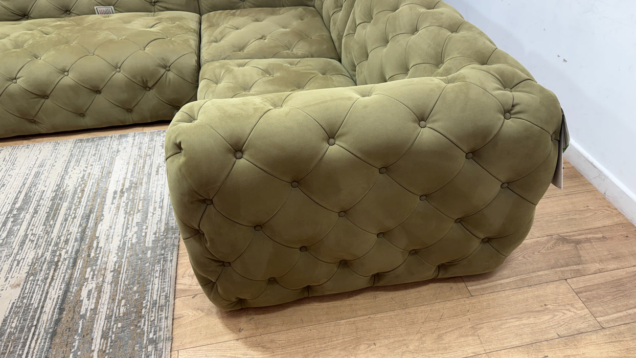 Sofology Venezia Fabric 3 Corner 1.5 in Lifestyle Nubuck Feel Moss