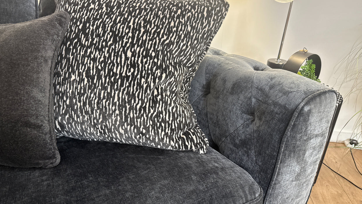 Sofology The Valentina Fabric 4 Seater Split Pillow Back Foam Seats in Luxury Chenille Charcoal