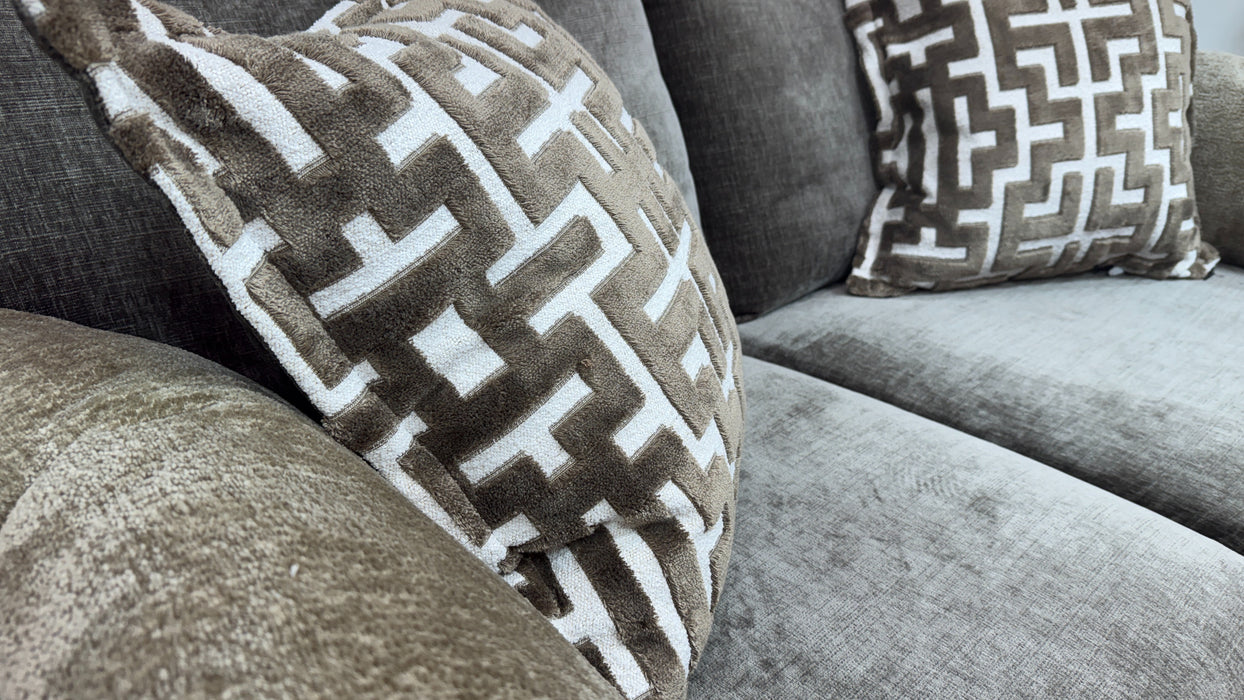 Sofology Mayfair Fabric 2 Seater Foam Seats in Luxury Chenille Truffle/Gold Mix