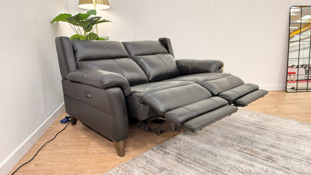 Sofology Lucca Leather 2 Seater Power Recliner in Trusty Soft Sheen Black