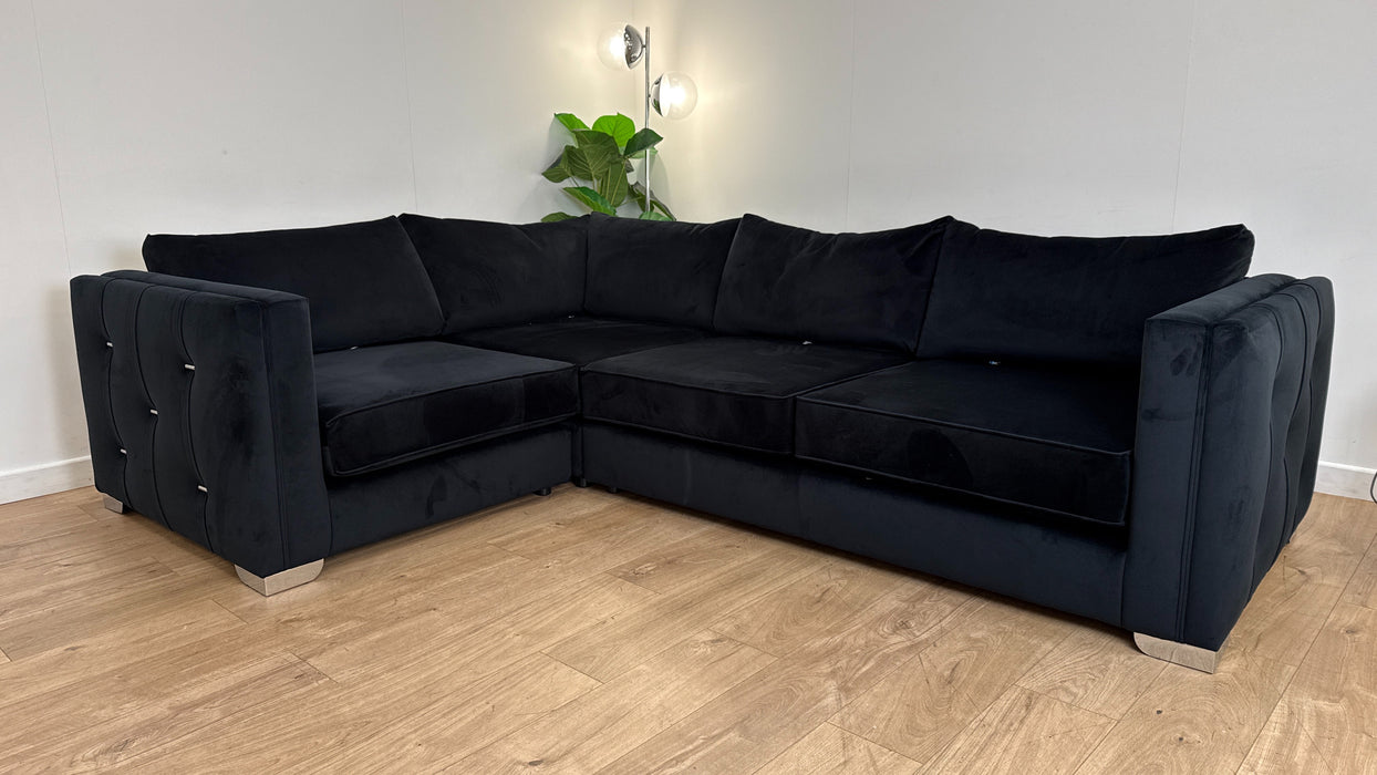 Sofology The Titan 1 Corner 2 Fabric Sofa in Festival Black/Bronze Mix