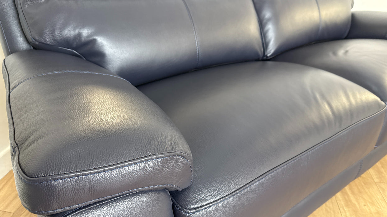 DFS Tristan 3 Seater Leather Sofa in Denim Blue
