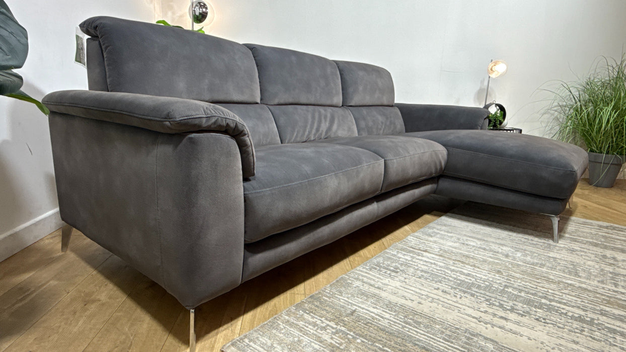 Sofology Illinois Fabric 3 Seater Chaise in Lifestyle Mottled Charcoal