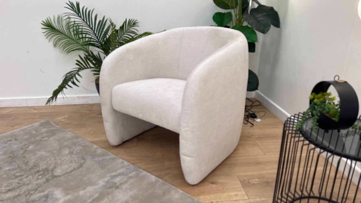 Sofology The Portobello Fabric Accent Chair Foam Seat in Linen Look Chenille Mist