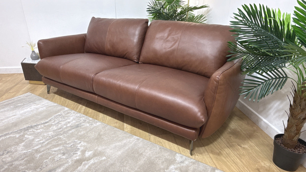 Sofology Adler Leather 3 Seater in Relaxed Soft Brown