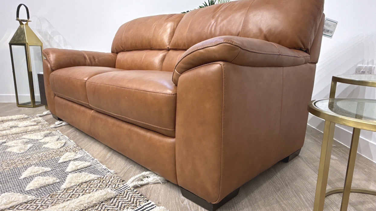 Sofology Santina Leather 3 Seater in Relaxed Soft Tan