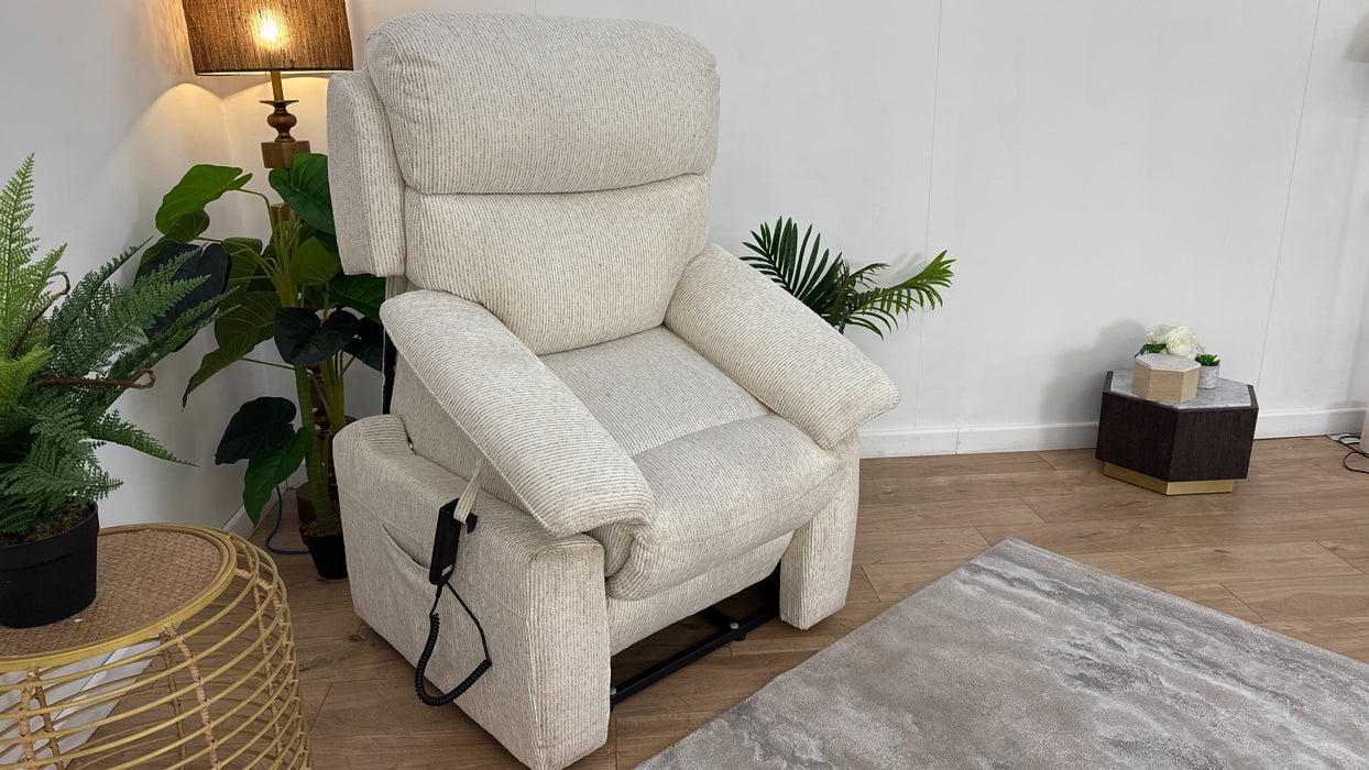 DFS Rise & Tilt Fabric Chair in Cream mix