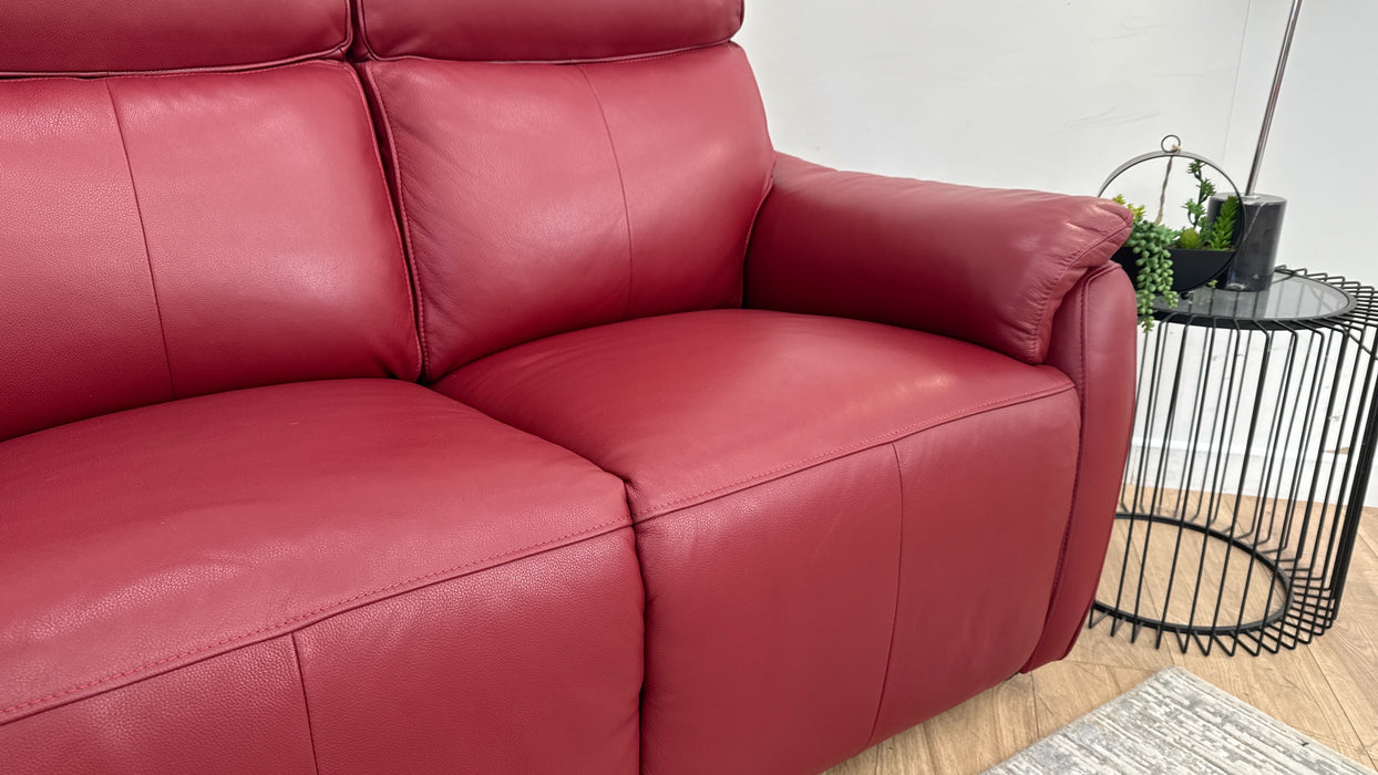 Sofology Parker Leather 3 Seater in Trusty Sheen Cranberry