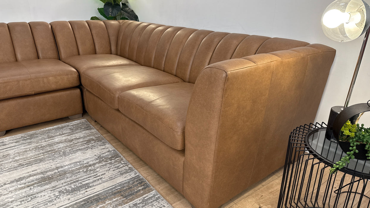 Sofology Downtown Leather Terminal 1 Corner 2 in Relaxed Natural Grain Leather Tan Mix