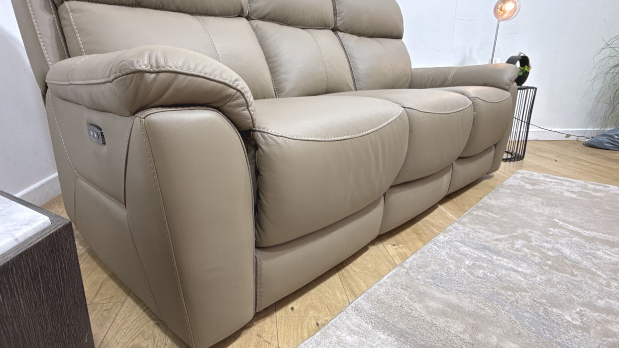DFS Nevara Leather 3 Seater Power Recliner in Camel