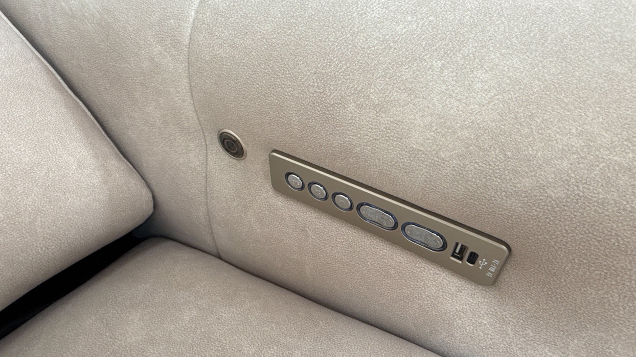 Sofology Kingsbridge Fabric 2 Seater Power Recliner/Headrest Heated Seats in Lifestyle Flecked Ivory