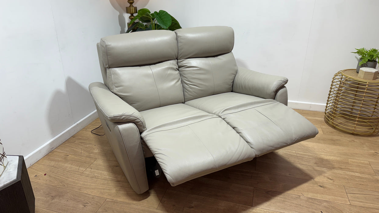 Sofology Parker Leather 2 Seater Power Recliner/Headrest in Trusty Sheen Lead Grey