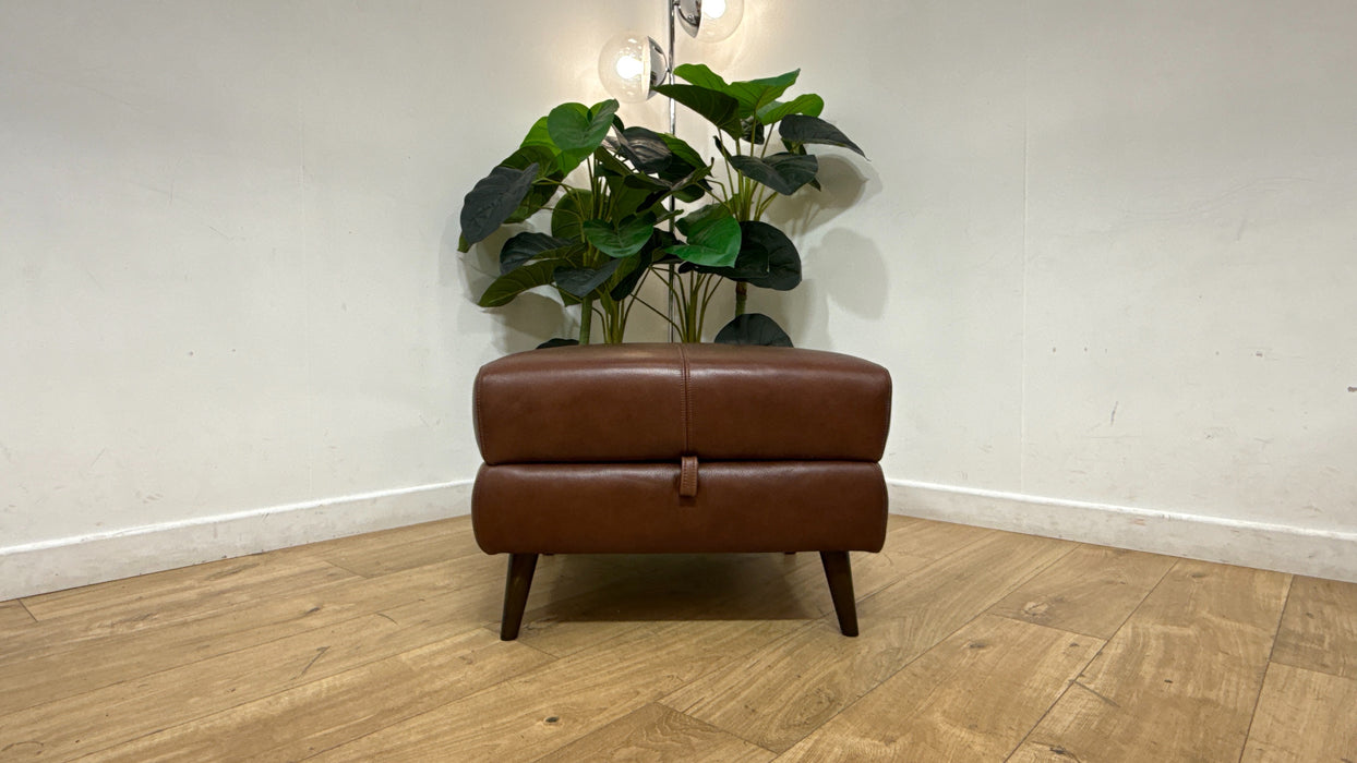 Sofology Adler Leather Storage Footstool in Relaxed Soft Brown