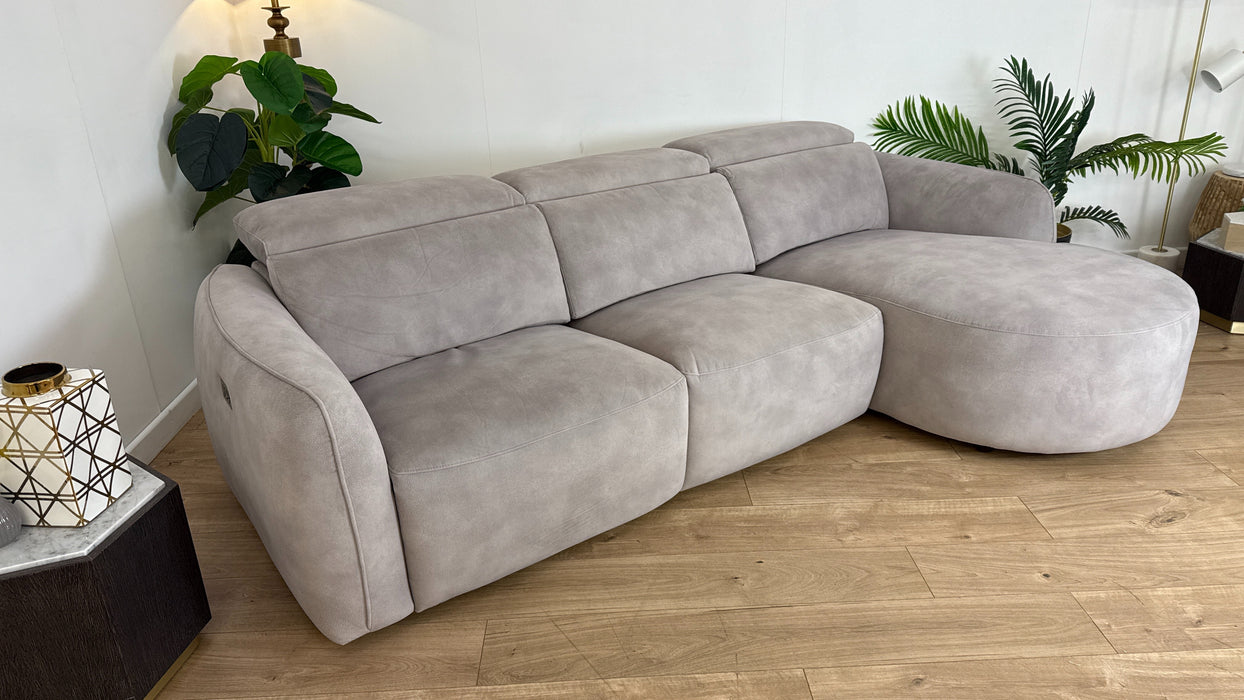 Sofology the Serene Fabric 3 Seater Chaise Power Recliner/Headrest in Lifestyle Mottled Marble