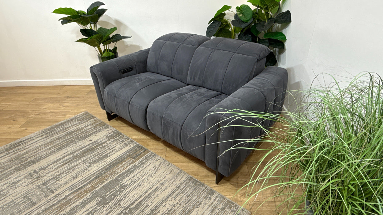 Sofology Paramount Fabric 2 Seater Power Recliner/Headrest Speakers in Lifestyle Nubuck Feel Charcoal