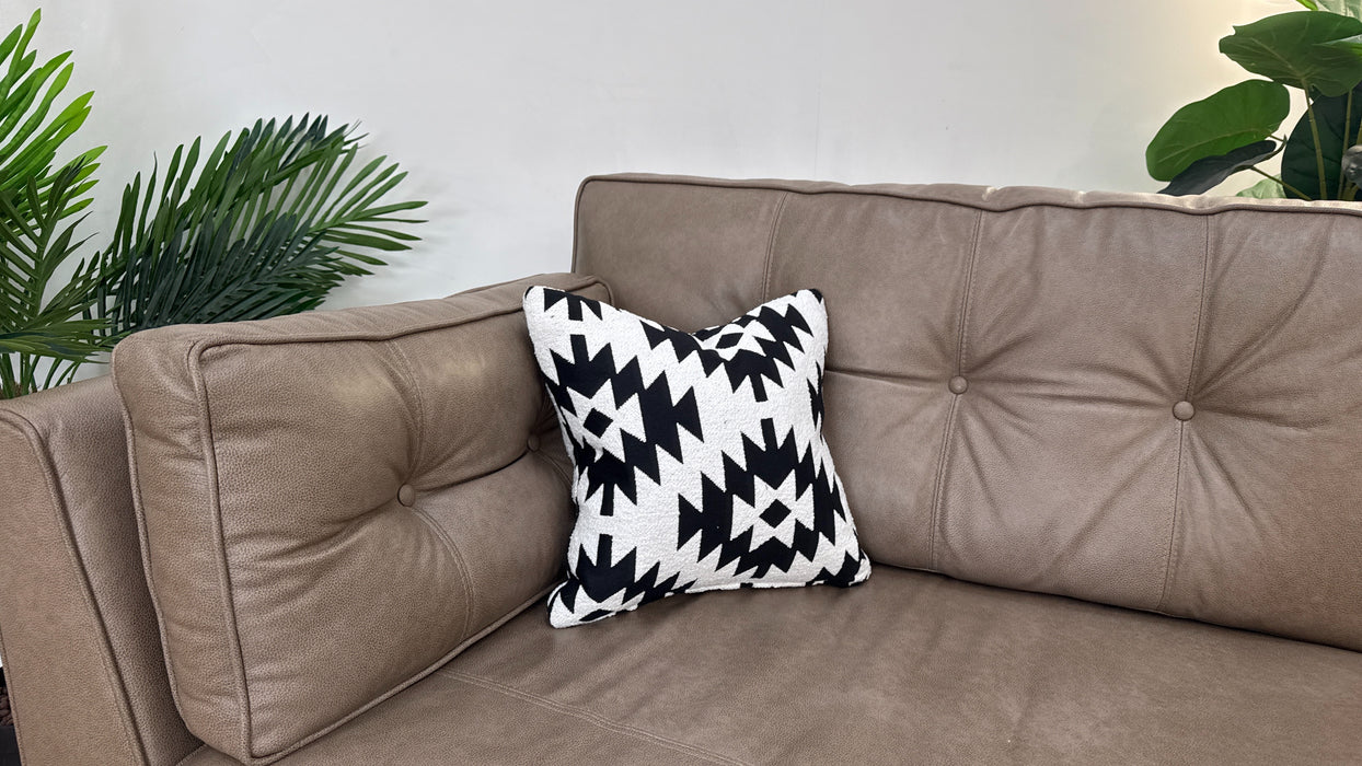 Sofology Cricket Leather 4 Seater in Mushroom Mix