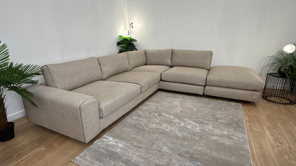 Sofology Sterling 3 Corner 1 Terminal End Fabric Sofa in Woven Stone