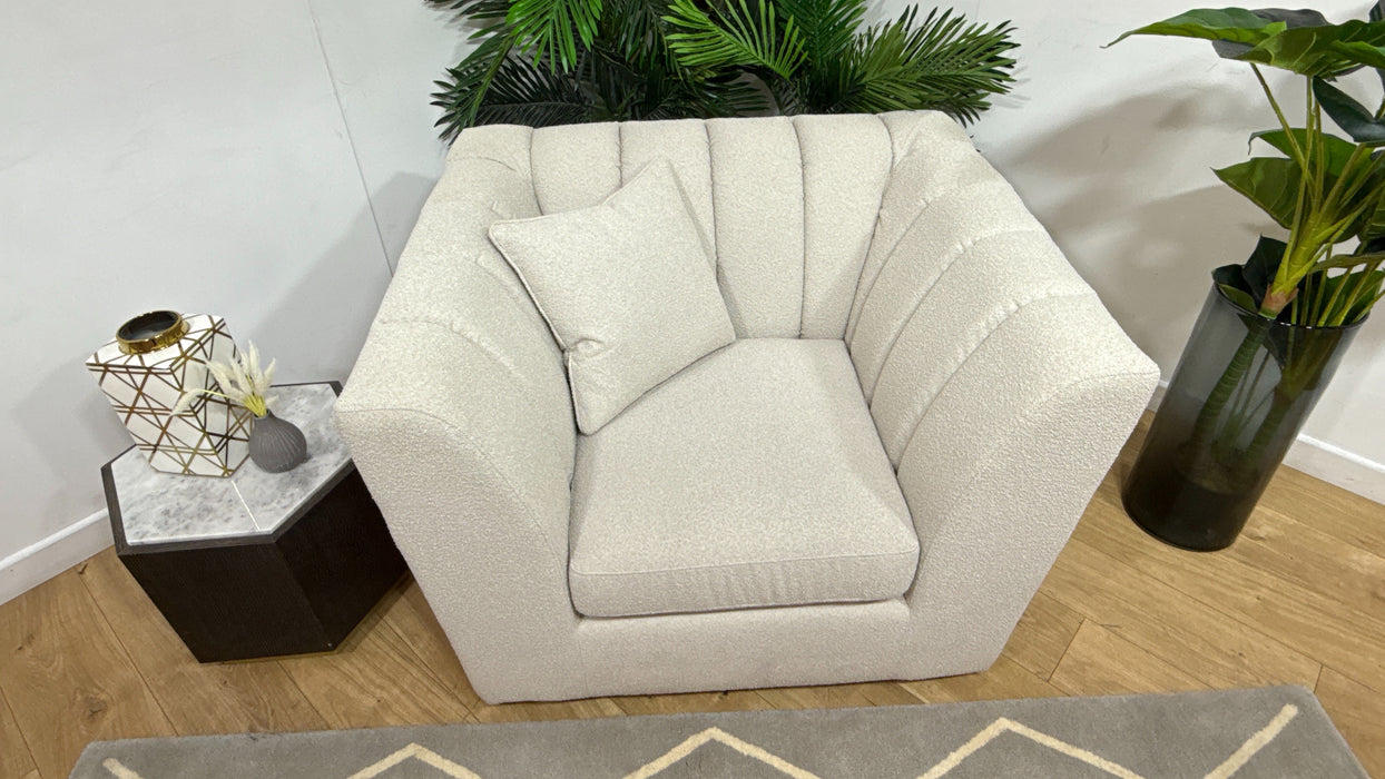 Sofology Downtown Fabric Swivel Chair in Boucle Linen