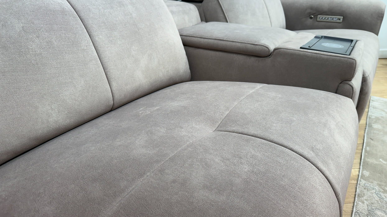 Sofology Riviera Fabric 2.5 Seater Console Power Recliner/Headrest Heated Seats in Lifestyle Flecked Nutmeg