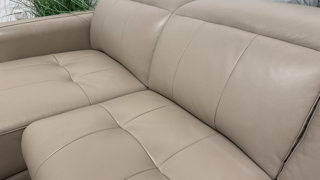 Sofology Jax Leather 4 Seater Chaise Power Recliner/Headrest in Trusty Embossed Stone