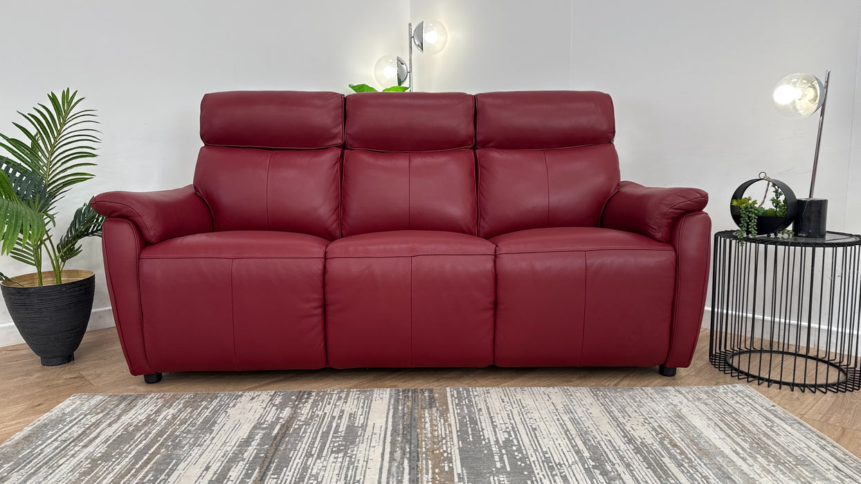 Sofology Parker Leather 3 Seater in Trusty Sheen Cranberry